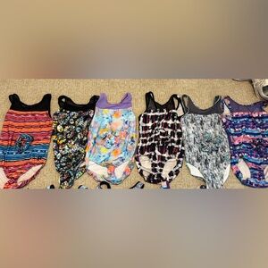 Set of Plum mesh gymnastics leotards